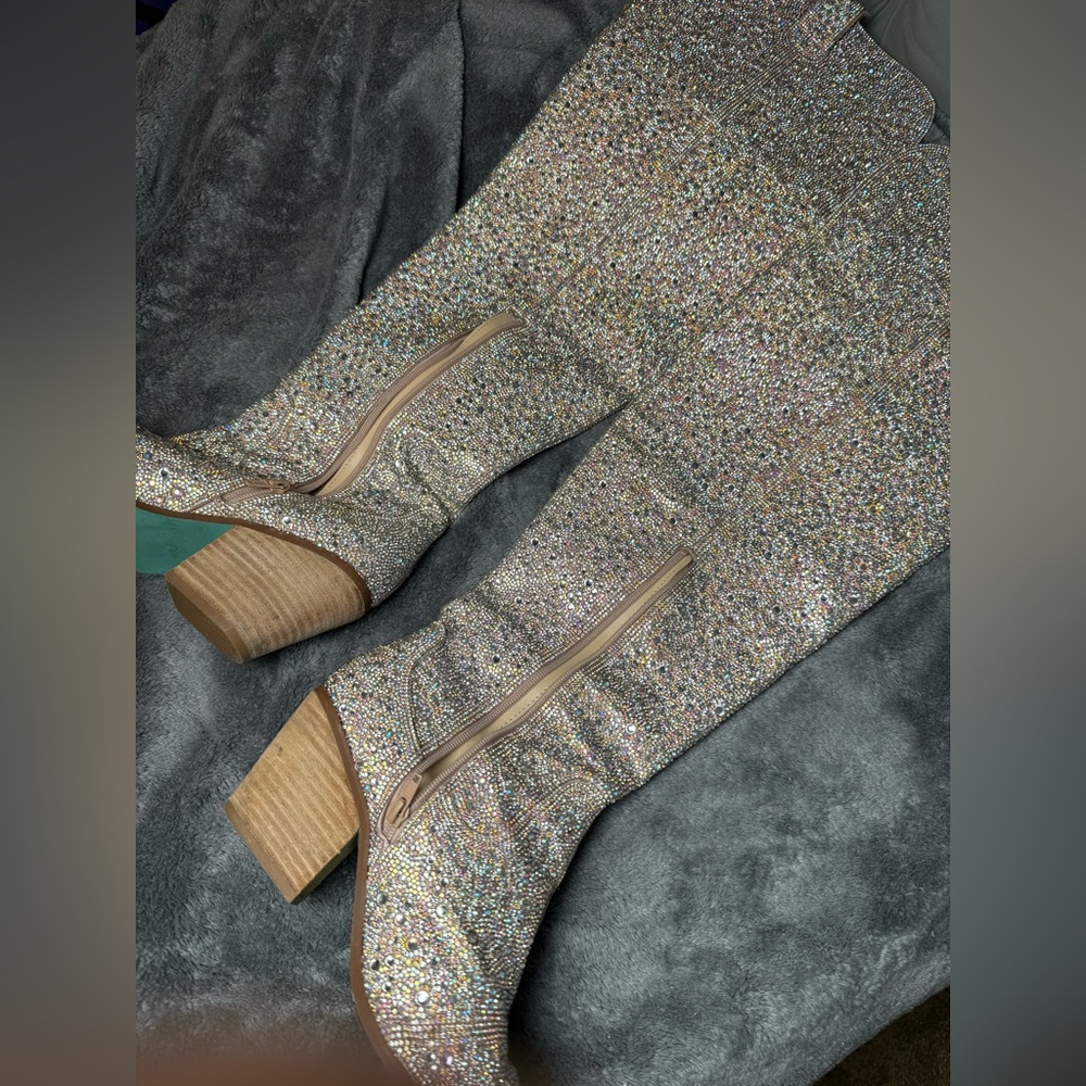 Betsey Johnson Rodeo‎ Rhinestone Boots Over-the-Knee - Picture 7 of 8